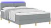 vidaXL LED Boxspringbett mit Kopfteil Hellgrau 160 x 200 cm Stoff 3342450 Bild 3