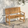 Outsunny Gartenbank mit Lamelldesign, Armlehnen (Balkonbank, 1-St, Holzbank), für Garten Balkon Terrasse 112 x 64 x 92 cm Naturholz Bild 3