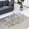 JYMTOM Couchtisch 3er Set aus Edelstahlgestell und Hartglas für Wohnzimmer (3-St), modernes Design Sofatisch (Silber Graues Glas Set of 3) Bild 3