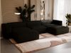 GRAINGOLD U-förmige Ecksofa Landi U, mit Wellenfeder, Wohnlandschaft, Cord-Stoff, Schwarz Bild 3