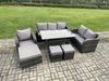 Fimous 7 Teil Rattan Gartenmöbel-Set mit Terrassen Sofa Rechteckiger Esstisch 3 Kleine Hockern Terrassen Set Bild 2