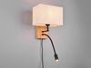 LED Wandlampe mit Leselampe Schalter & Stecker, Holz mit Stoffschirm H: 30cm Bild 3