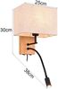LED Wandlampe mit Leselampe Schalter & Stecker, Holz mit Stoffschirm H: 30cm Bild 4