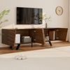 TV-Lowboard Walnussoptik Wellenfront 3D-Design Eisenbeine Kabelmanagement Stauraum Fernsehtisch Wohnzimmermöbel Bild 4