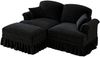 2-Sitzer Ecksofa aus Chenille mit abnehmbarem Rüschenrock mit Ottomane, schwarz Bild 5