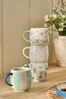 Next Becher 4er-Set Maisie Stapeltassen mit Blumenmuster, 1-tlg, Steingut Bild 4
