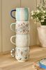 Next Becher 4er-Set Maisie Stapeltassen mit Blumenmuster, 1-tlg, Steingut Bild 2