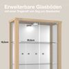 K-Mbel Wandvitrine (80x60x25cm) - Made in Germany - Glasvitrine hngend mit 2 hhenverstellbaren Glasbden aus ESG, Spiegel & LED in Buche - Schrank mit Glastren - Hngevitrine Glas Bild 5