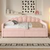Schlafsofa mit LED-Beleuchtung, Schubladen und Lattenrost, 90x200 cm, Einzelbett, Polsterbett, Samt, rosa Bild 2