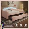 Schlafsofa mit LED-Beleuchtung, Schubladen und Lattenrost, 90x200 cm, Einzelbett, Polsterbett, Samt, rosa Bild 5