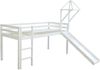 Hochbett Spielbett Kinder 90x200 cm mit Leiter & Rutsche, Turm Bettgestell, Holz Massiv, Blau Grün Bild 3