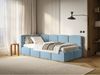 Selsey 'Cloudy' Jugendbett 120x200, Kopfteil links, Matratze & Bettkasten, Samt Hellblau Bild 3