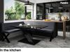 MEBLINI Eckbank für Esszimmer mit ausziehbarem Tisch - Küchenbank - Essecke - Sitzecke Küche - TONI - X-Beine 142x196x87cm Links - Dunkelgrau Samt/B Weiß Matt Bild 2