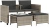 vidaXL Gartensofa 2-Sitzer mit Tisch und Hockern Hellgrau Poly Rattan 368421 Bild 4