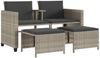 vidaXL Gartensofa 2-Sitzer mit Tisch und Hockern Hellgrau Poly Rattan 368421 Bild 2