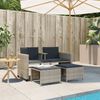 vidaXL Gartensofa 2-Sitzer mit Tisch und Hockern Hellgrau Poly Rattan 368421 Bild 3