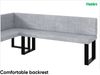 MEBLINI Eckbank für Esszimmer mit ausziehbarem Tisch - Küchenbank - Essecke - Sitzecke Küche - PETER - U-Beine 142x196x87cm Links - Hellgrau Samt/B Weiß Hochgl. Bild 5