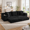 Cordsofa mit Schlaffunktion, Getränkehaltern & Seitentaschen, 273x98x87 cm, Schwarz Bild 4