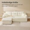 VASAGLE Ecksofa, modulares Sofa 244 cm breit, vakuumverpackt, Schlafsofa, keine Montage erforderlich, mit großer Chaiselongue links, für Wohnzimmer, Gästezimmer, cremeweiß Bild 5