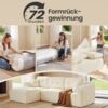 VASAGLE Ecksofa, modulares Sofa 244 cm breit, vakuumverpackt, Schlafsofa, keine Montage erforderlich, mit großer Chaiselongue links, für Wohnzimmer, Gästezimmer, cremeweiß Bild 2