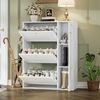 Schuhschrank mit 3 Klappen und 1 Tür, Schuhkipper Schmal, Schuhkommode mit verstellbaren Trennwände, Schuhregal Flur freistehend, für Eingang Wohnzimmer, Weiß, 90x25x114cm Bild 5