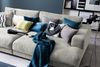 KAWOLA Big Sofa MADELINE mit Holztablett natur für Armlehne Stoff silber 85 x 170 x 290 cm Bild 4