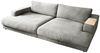 KAWOLA Big Sofa MADELINE mit Holztablett natur für Armlehne Stoff silber 85 x 170 x 290 cm Bild 3