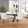 4er-Set Samt-Esszimmerstühle mit Armlehnen, beige/silber, 53x57x83 cm Bild 2