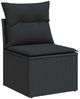 vidaXL 10-tlg. Garten-Sofagarnitur mit Kissen Schwarz Poly Rattan 3327639 Bild 3