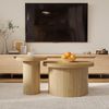 Couchtisch-Set, rund mit Holzlamellen, Ø 66x40 & Ø 40x46 cm, Natur Bild 5