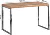 Schreibtisch GUNA Massivholz Akazie, Computertisch 120x60 cm aus echtem Holz, Laptoptisch im Landhaus-Stil, Konsolen-Tisch mit Metallbeinen, Arbeitstisch dunkel-braun für Büro Bild 4