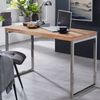 Schreibtisch GUNA Massivholz Akazie, Computertisch 120x60 cm aus echtem Holz, Laptoptisch im Landhaus-Stil, Konsolen-Tisch mit Metallbeinen, Arbeitstisch dunkel-braun für Büro Bild 2