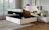 Polsterbett 160x200 cm mit Bettkasten, verstellbares Nieten-Kopfteil, Baumwolle-Leinen-Bezug, Leselicht & Ladeanschlüsse,Beige Bild 1