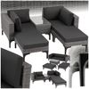 tectake Loungeset Rattan Sitzgruppe mit Sicherheitsglasplatte, schlanke, hohe Beine, (Gartenlounge-set Bellaria, 5-tlg, geeignet für Outdoor in Grau), wetterfest und UV-beständig, Dicke der Sitzpolster 8 cm Bild 2