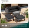tectake Loungeset Rattan Sitzgruppe mit Sicherheitsglasplatte, schlanke, hohe Beine, (Gartenlounge-set Bellaria, 5-tlg, geeignet für Outdoor in Grau), wetterfest und UV-beständig, Dicke der Sitzpolster 8 cm Bild 4