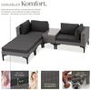 tectake Loungeset Rattan Sitzgruppe mit Sicherheitsglasplatte, schlanke, hohe Beine, (Gartenlounge-set Bellaria, 5-tlg, geeignet für Outdoor in Grau), wetterfest und UV-beständig, Dicke der Sitzpolster 8 cm Bild 3