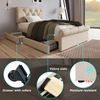 Novelux Einzelbett Polsterbett 90x200 cm mit 2 Schubladen und höhenverstellbarem Kopfteil – Massivholz Leinen Natürlich, Chesterfield Bett ohne Matratze Bild 5