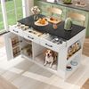 Kücheninsel, Schrank mit 3 Schubladen, 1 Gewürzablage, verstellbare Regalplatte, Doppelablage (ohne Hundefutterteller), geräumiger Haustieraufbewahrungsbereich (ohne Hundekissen), 120*60*90 cm, weiß Bild 2