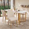 Merax Esszimmerstuhl (Set, 4 St), 4er Set Polsterstühle Wohnzimmer, moderne beige Samt-Esszimmerstühle, Küchenstühle Eisengestell, Beige Bild 2