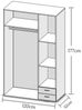 Stella Trading 'BASE' Kleiderschrank, Holz, Weiß, 177 x 52 x 120 cm Bild 2