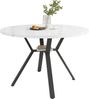 Esstisch B 100 x T 100 x H 75 cm, runde MDF‑Tischplatte (weiß Marmoroptik) & schwarzes X‑Stahlgestell Bild 4