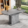 Ausziehbarer ovaler Esstisch, L110/130*W70*H75cm,Esstisch mit Stauraum, Kaffee-Freizeittisch, moderner minimalistischer Esstisch, platzsparender multifunktionaler Esstisch, Betonoptik+silberner Griff Bild 2