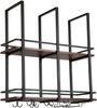 Weinregal Hubro 80x30x85 cm Schwarz/Walnussoptik [en. casa] Bild 2