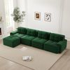 Flieks 4-Sitzer Sofa, Modular L-Form Schlafsofa, Tiefsofa mit Ottoman & 4 Kissen, Cord, Grün Bild 3