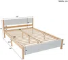Massivholzbett, Doppelbett mit Lattenrost und Kopfteil, 140x200 cm, Holzbett, Jugendbett, Kiefer Bild 3