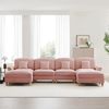 Modulares U-förmiges Sofa 4-Sitzer, weiches Cloud-Design beweglicher Hocker abnehmbare Rüschenschürze Trichter-Armlehnen, Chenille, Rosa, Bild 4