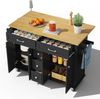 Multifunktionaler Küchenwagen mit ausklappbarer Arbeitsplatte, 120×65 cm erweiterbar, mit 5 Schubladen, Schränken, Gewürz- & Handtuchhalter, auf Rollen – Kücheninsel für Küche, Esszimmer & Wohnzimmer Bild 2