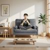 2-Sitzer Sofa mit Stoffbezug im skandinavischen Stil, 121 x 76 x 87 cm, Grau Bild 2