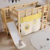 Kinder Etagenbett 90x200 mit Rutsche & Treppe - Natur Hochbett mit Vorhang, Spielbett, Schlafbett, Kinderzimmermöbel Bild 3