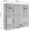 Schwebetürenschrank NAURU mit Lamellen-Optik, moderner Kleiderschrank, Breite 240 cm, inkl. Innenausstattung & Stauraum, Akustikpaneel-Design - Weiß und Schwarz - mit Schubladen Bild 5